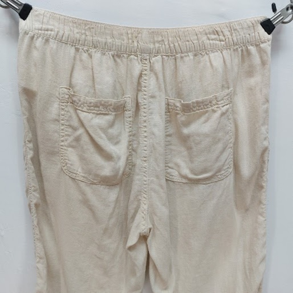 Cynthia Rowley Linen Blend Joggers Women's Medium Cream Ruched Tapered Pants - Picture 4 of 7